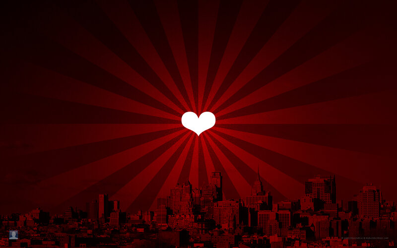heart over city skyline