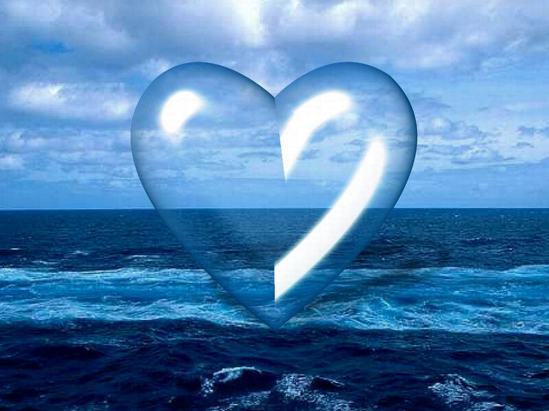 heart over ocean
