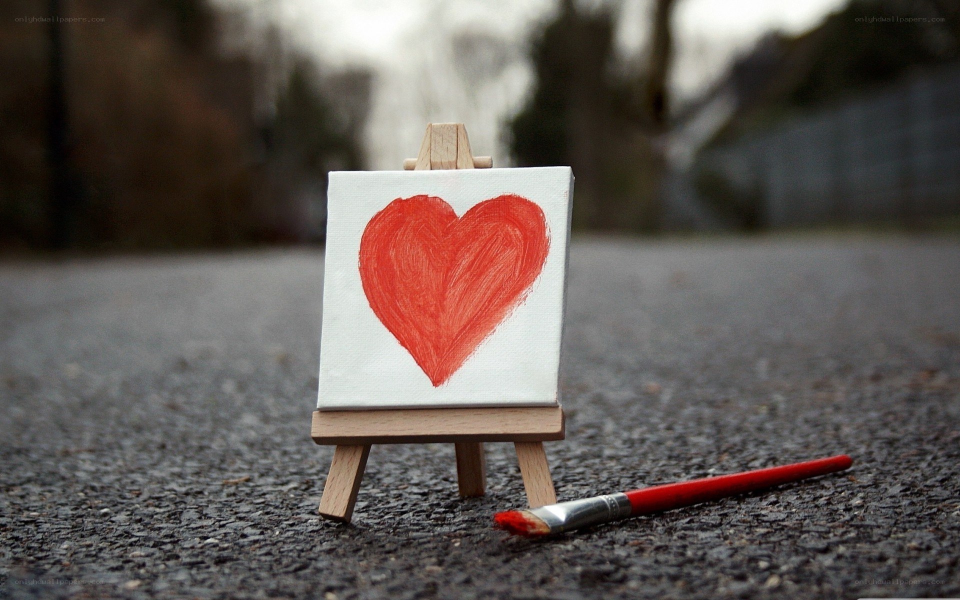 Heart painted on a canvas