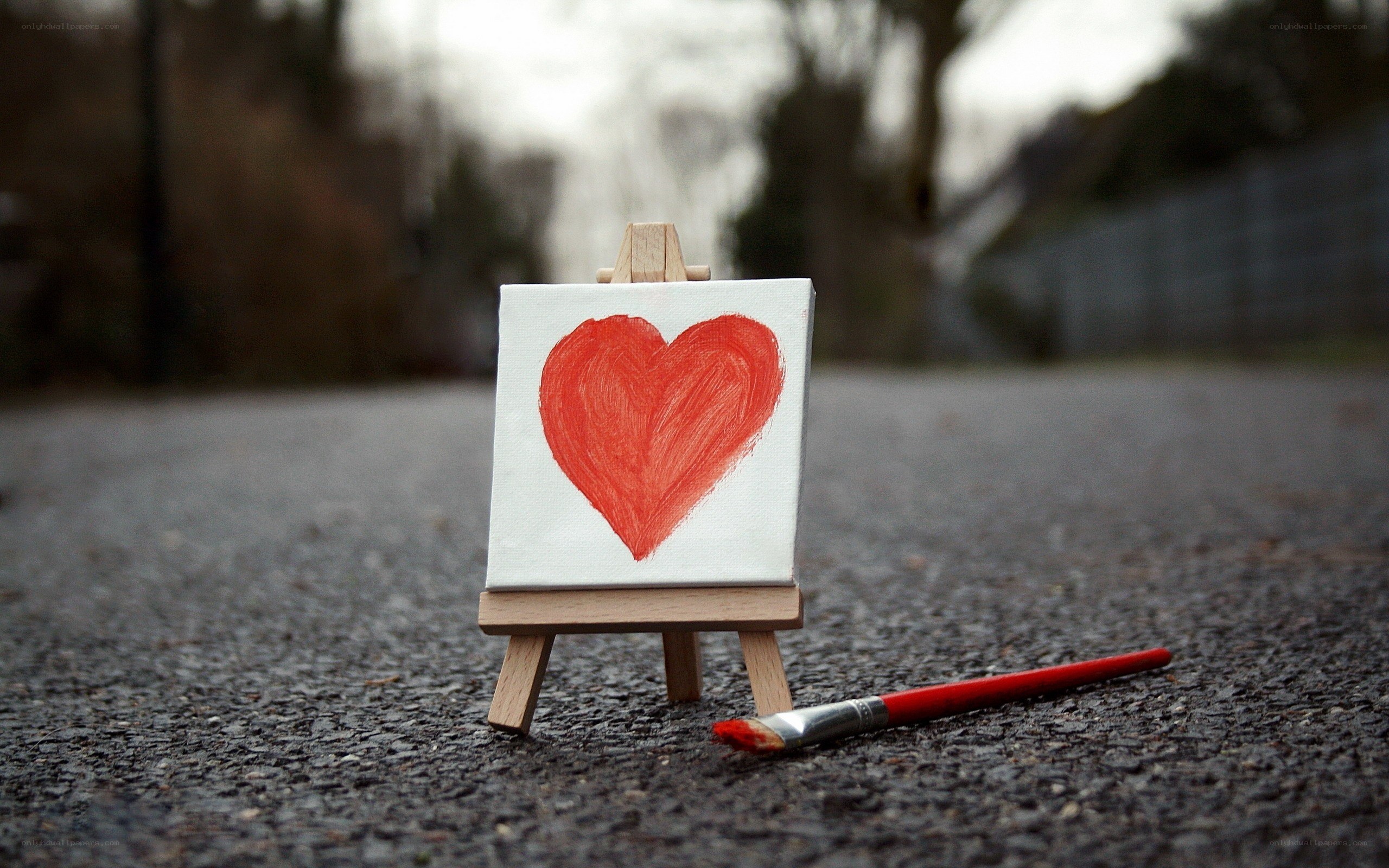 Heart painted on a small canvas