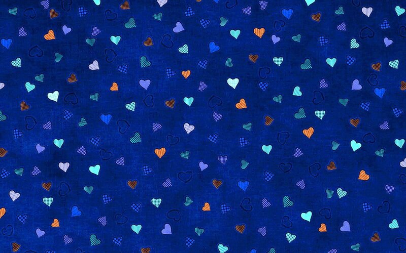 Heart Pattern Fabric — Blue, Playful