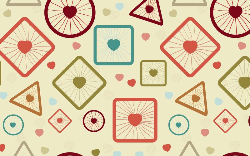 heart pattern with geometric shapes