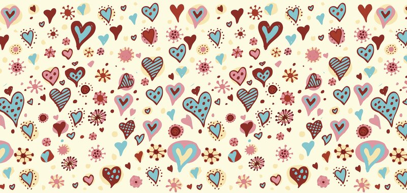 heart pattern with virus icons