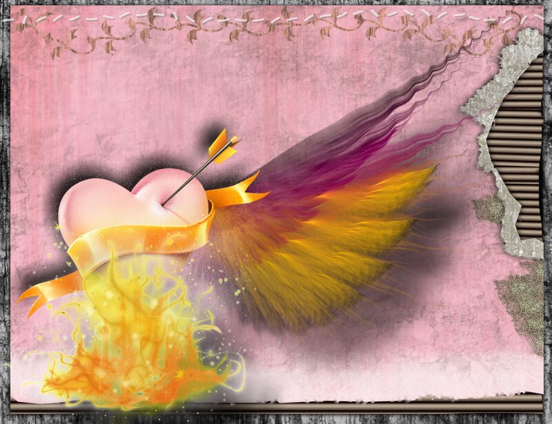 Heart Pierced by Arrow — Pink, Dramatic