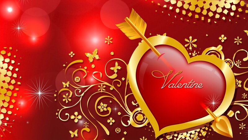 Heart Pierced by Arrow — Red, Festive