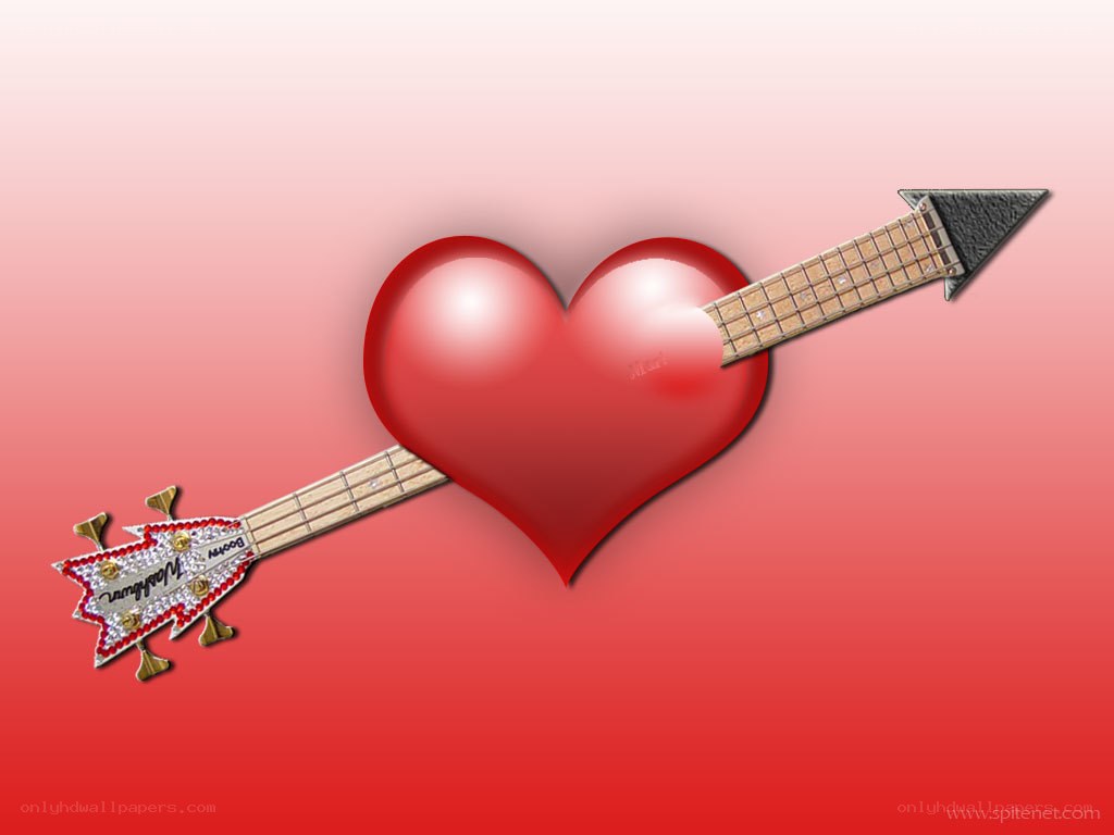 heart pierced by guitar