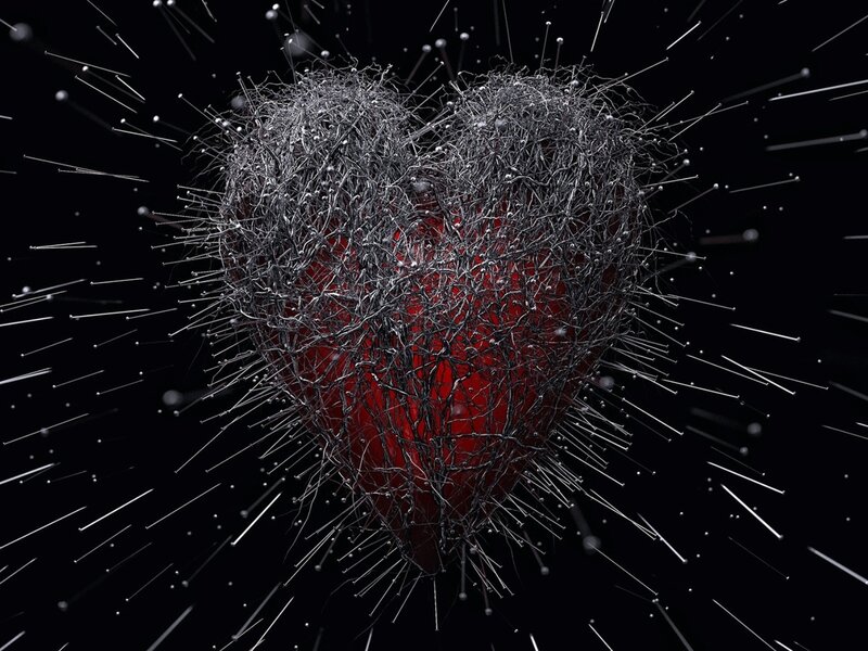 Heart Pierced by Needles — Red