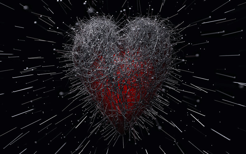 Heart pierced by needles