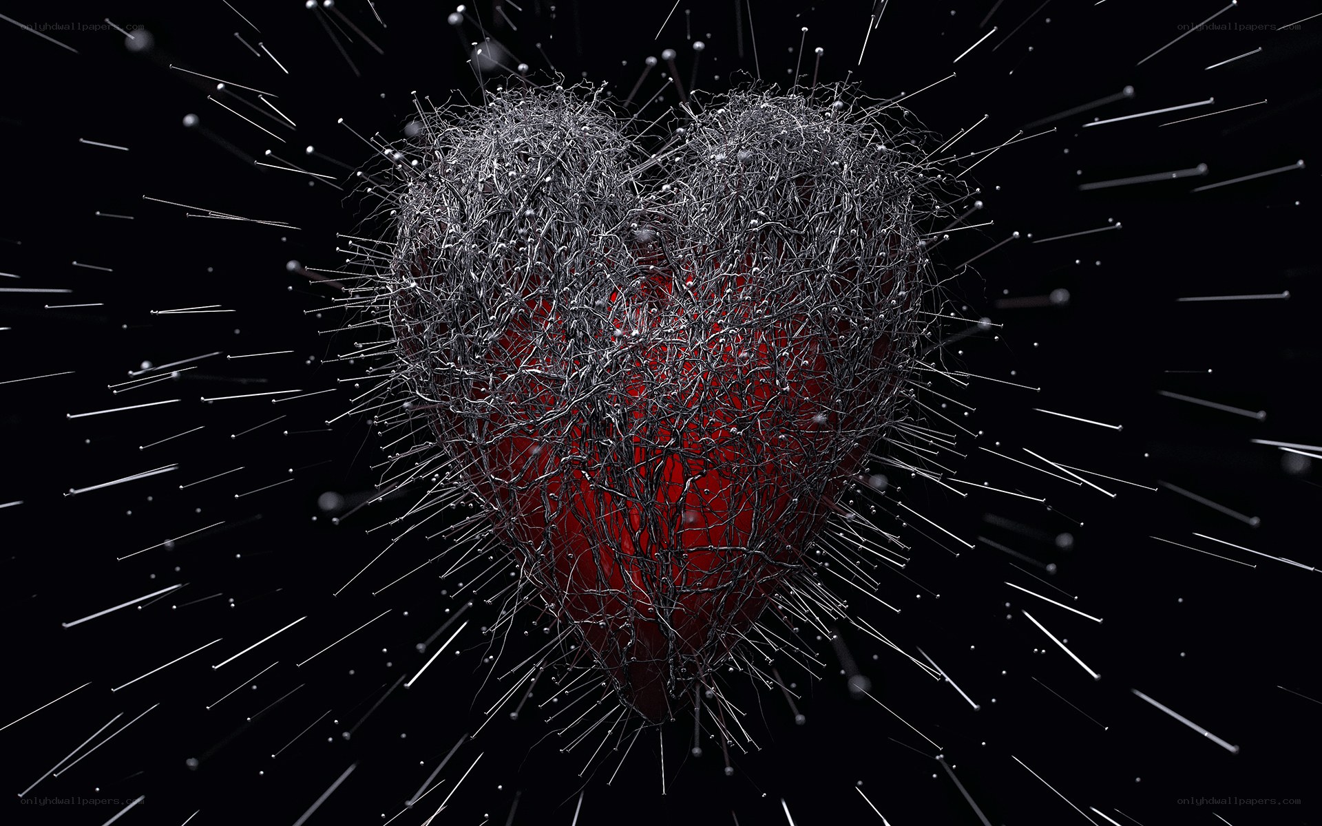 Heart pierced by needles