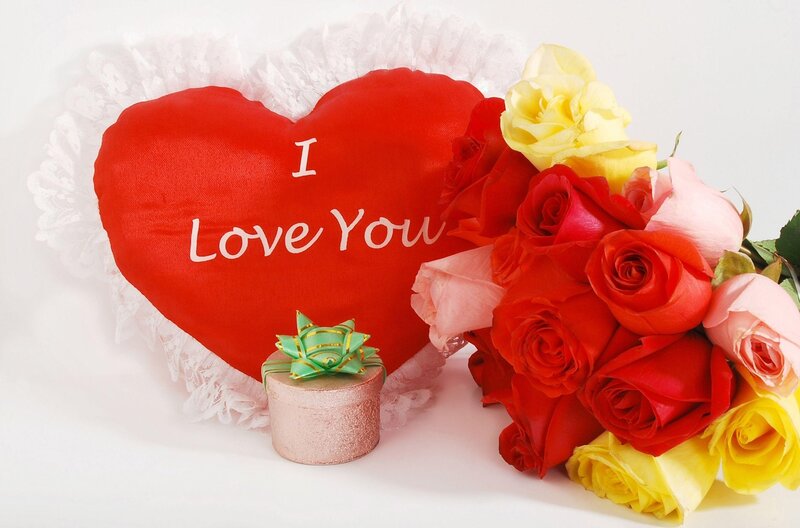 Heart Pillow with Roses