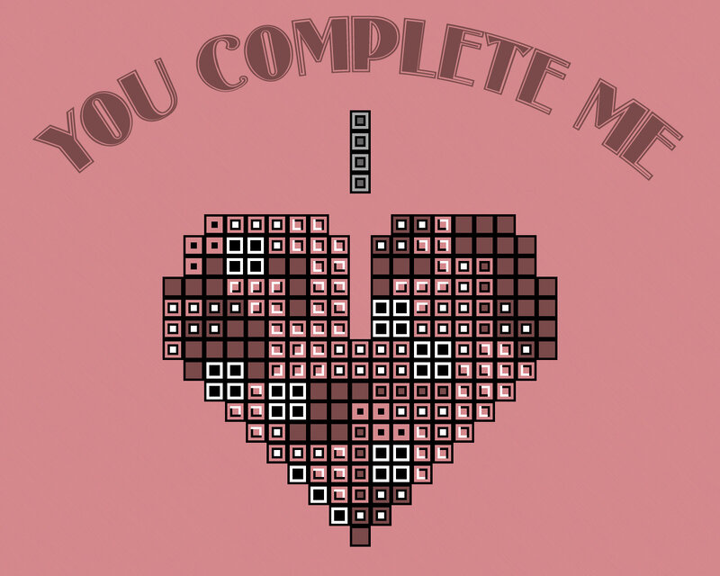 heart pixel art with text