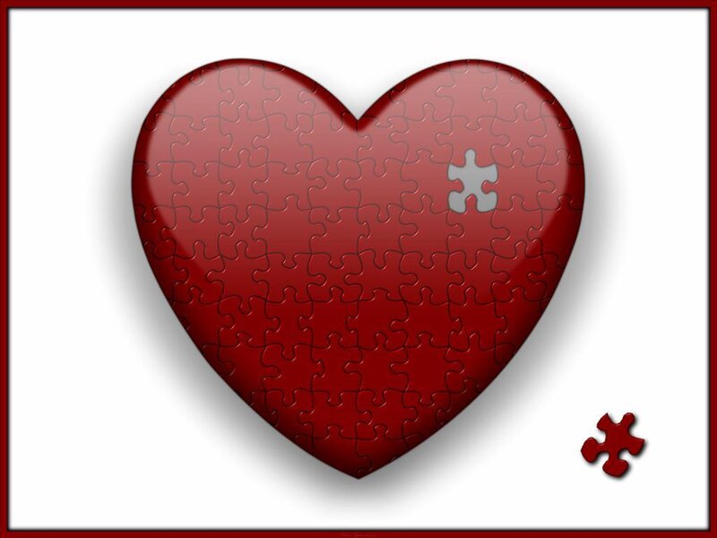 Heart puzzle with missing piece