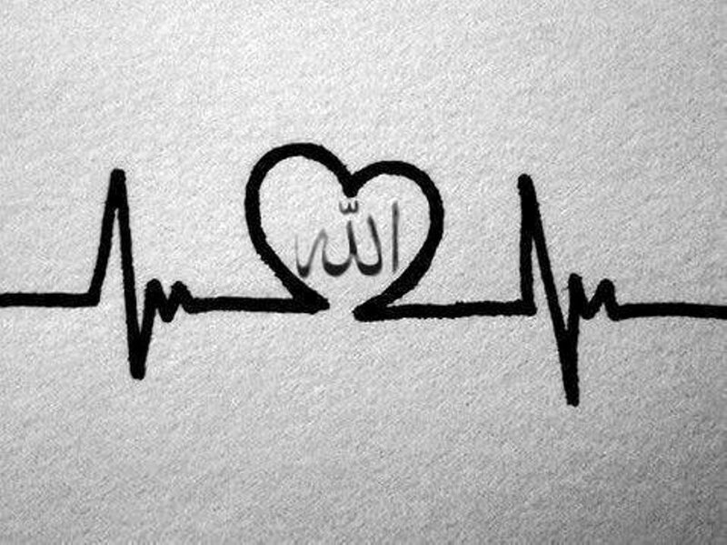 Heart Rate Line with Text — Black