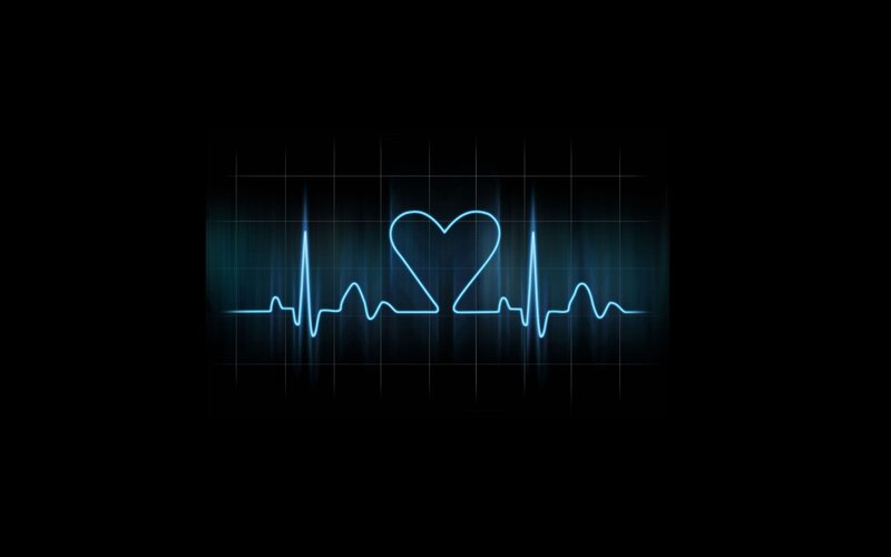 Heart Rate Monitor Line — Blue, Calm, Digital Art, Heart Symbol
