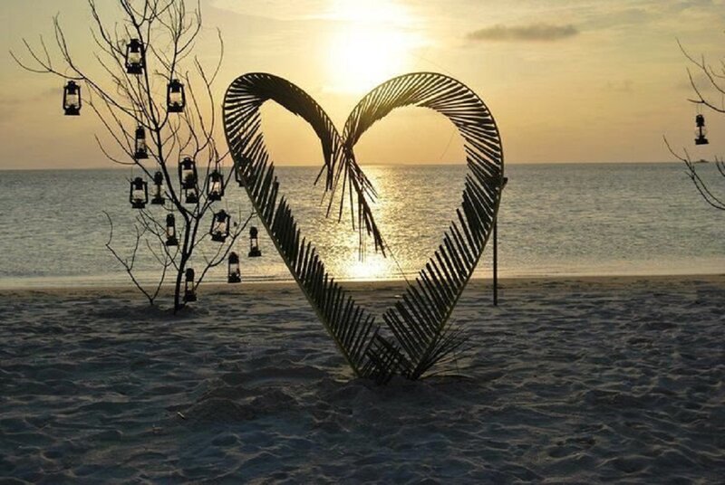 Heart Sculpture on Beach — Gold