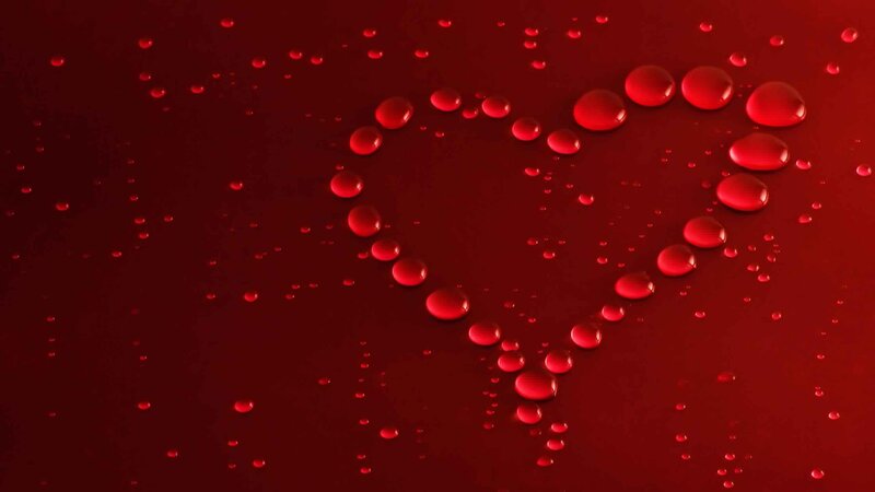 Heart Shape from Water Droplets — Red, Calm