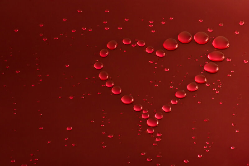 Heart Shape from Water Droplets — Red