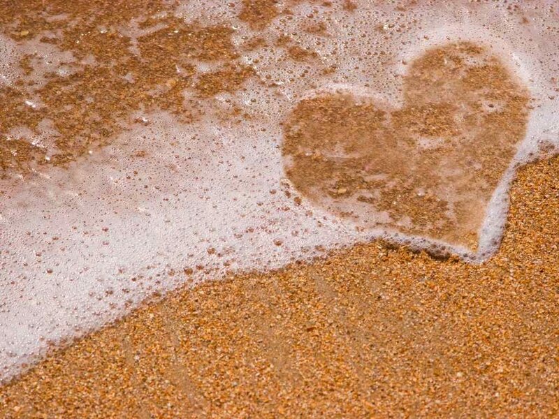 Heart Shape in Sand — Brown, Calm, Photograph