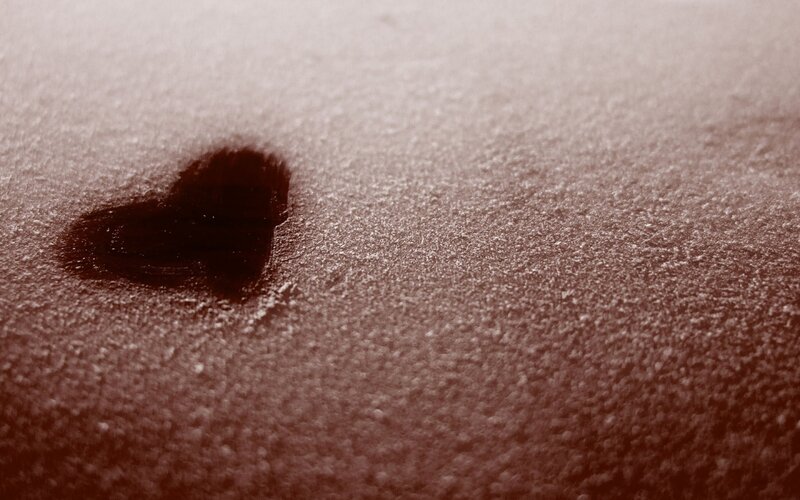 Heart Shape in Snow — Brown, Calm
