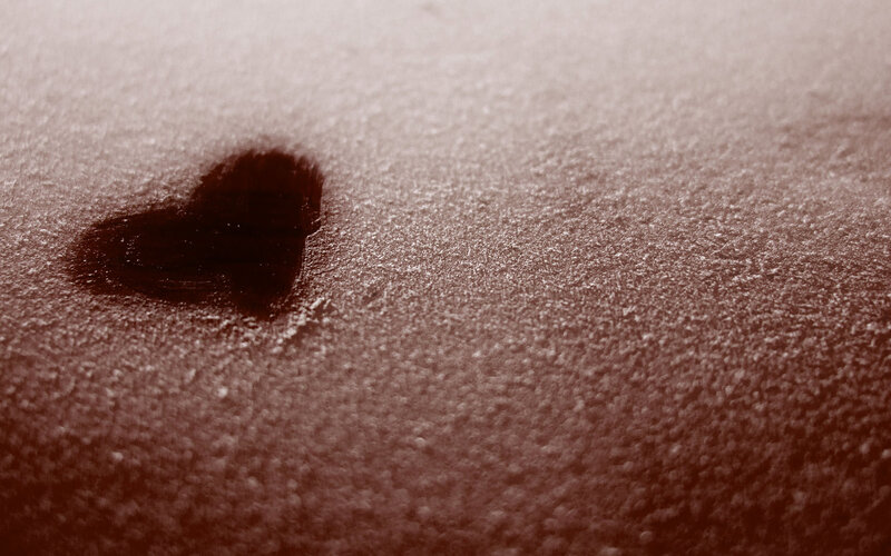 Heart Shape in Snow — Brown