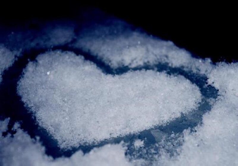 Heart Shape in Snow — White, Calm, Night