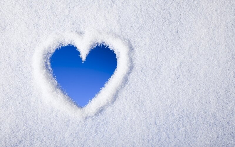 Heart Shape in Snow — White, Serene