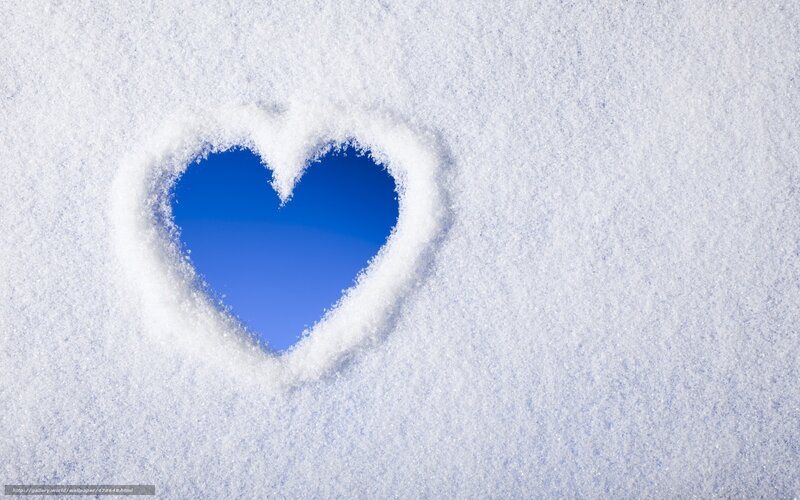 Heart Shape in Snow — White, Serene, Winter, Photograph, Sky
