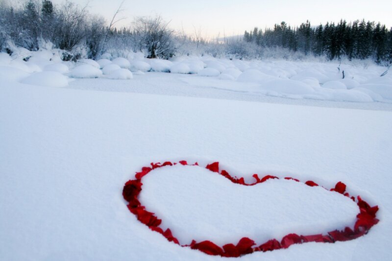 Heart Shape in Snow — White, Serene, Winter