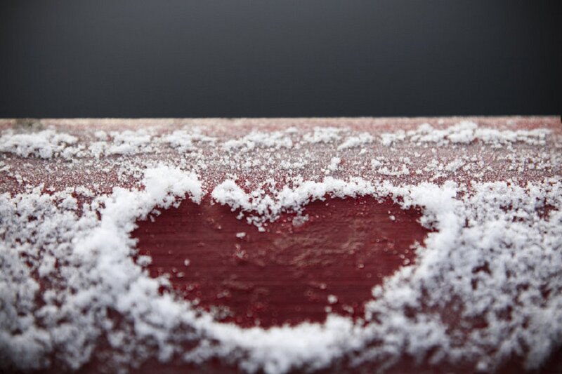 Heart Shape in Snow — White