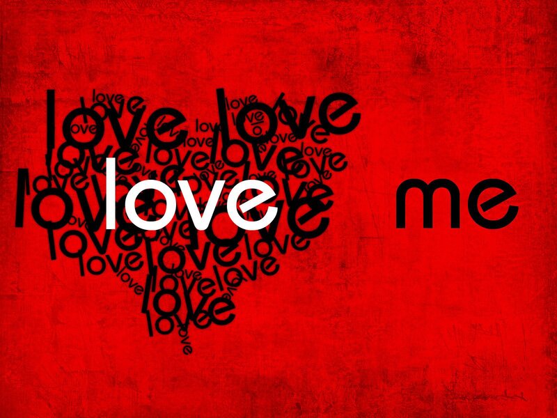 Heart Shape Made of Text — Red