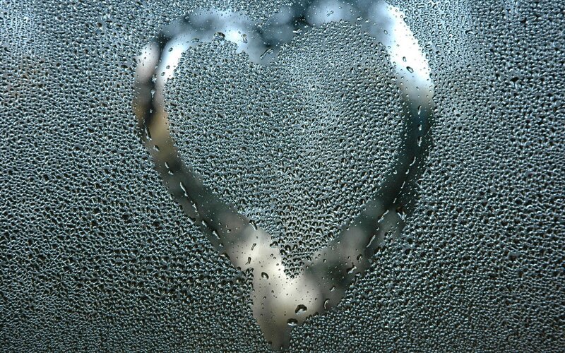 heart shape on fogged glass