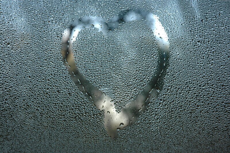 heart shape on fogged glass