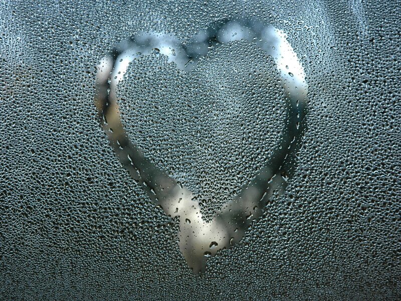 Heart Shape on Fogged Glass — Gray, Calm, Photograph, Condensation