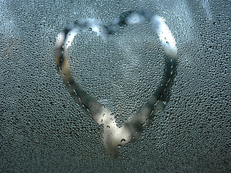 heart shape on fogged glass