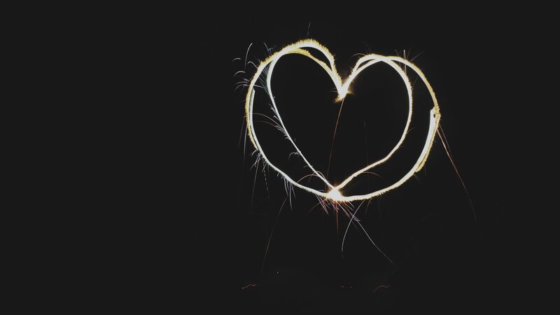 heart shape with sparkler