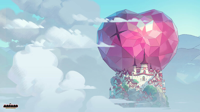 Heart-shaped Airship with Castle