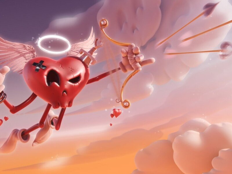 Heart-shaped Angel with Bow