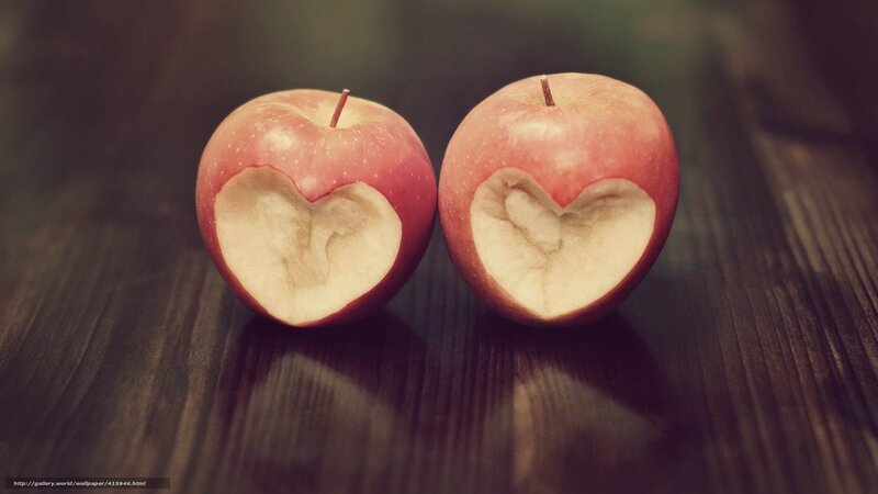 heart-shaped apple slices