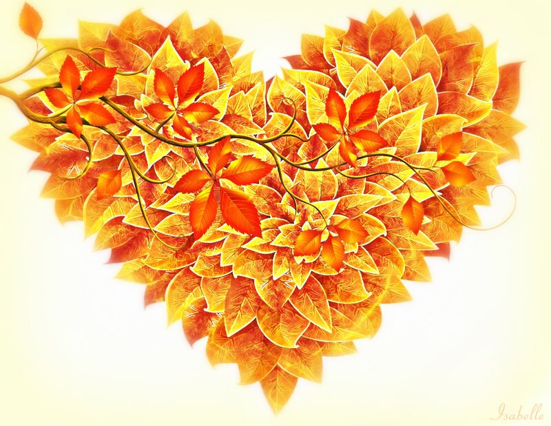 Heart-shaped Autumn Leaves — Orange