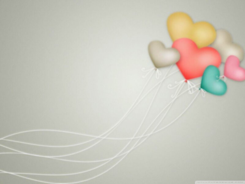 Heart-shaped Balloons — White, Calm, Digital Art