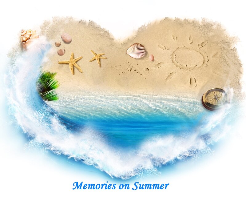 Heart-shaped Beach Scene — Blue, Serene