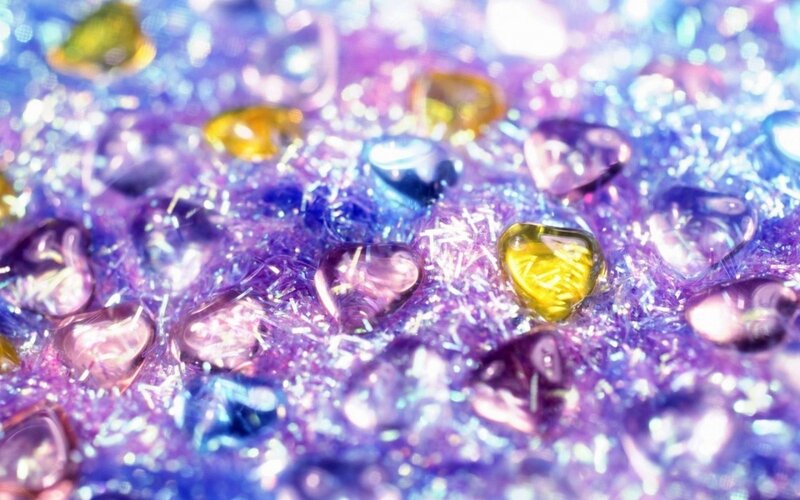 Heart-shaped Beads — Purple, Sparkling