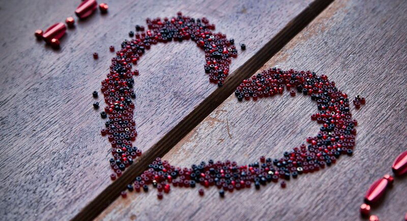 Heart-shaped Beads — Red