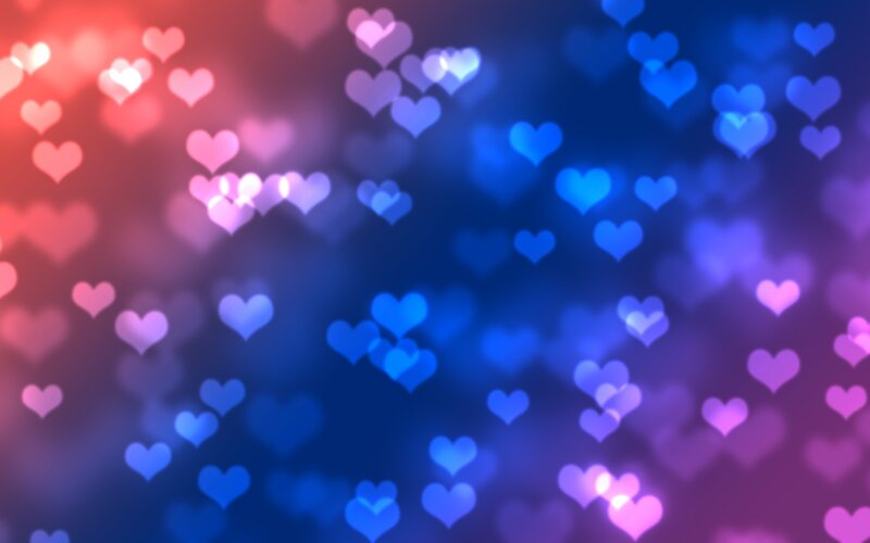 Heart-shaped Bokeh Lights — Blue, Romantic