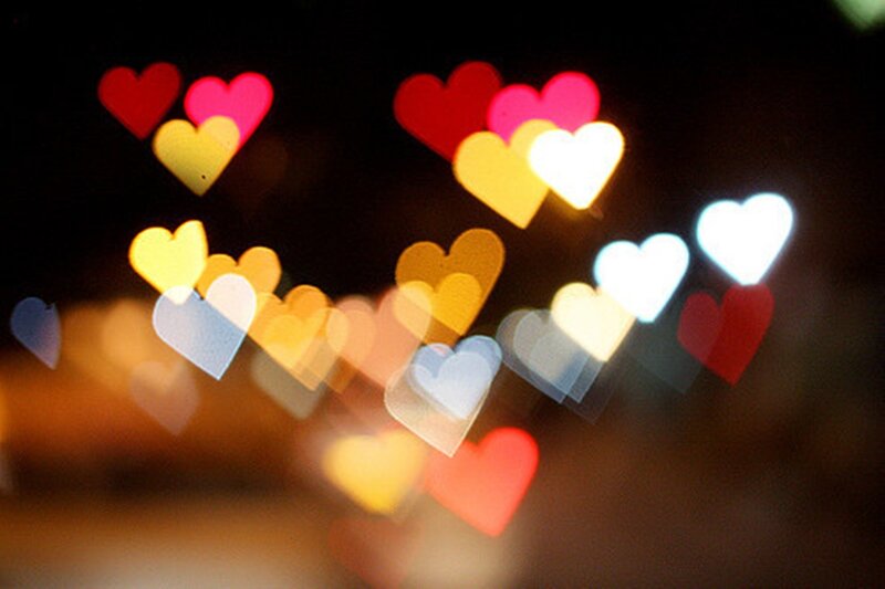 Heart-shaped Bokeh Lights — Red
