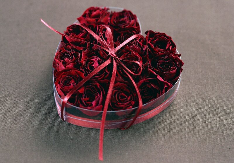 Heart-shaped Box of Roses — Red