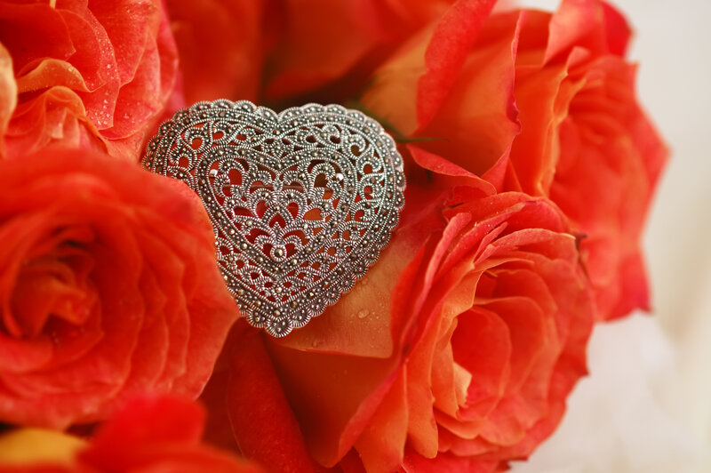 Heart-shaped Brooch — Red
