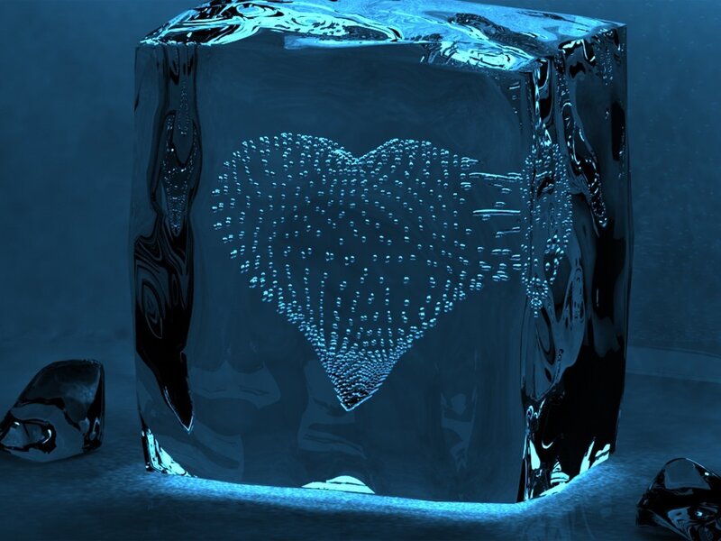Heart-shaped Bubble in Ice