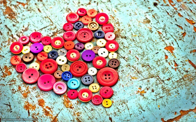 Heart-shaped Button Arrangement — Red, Colorful