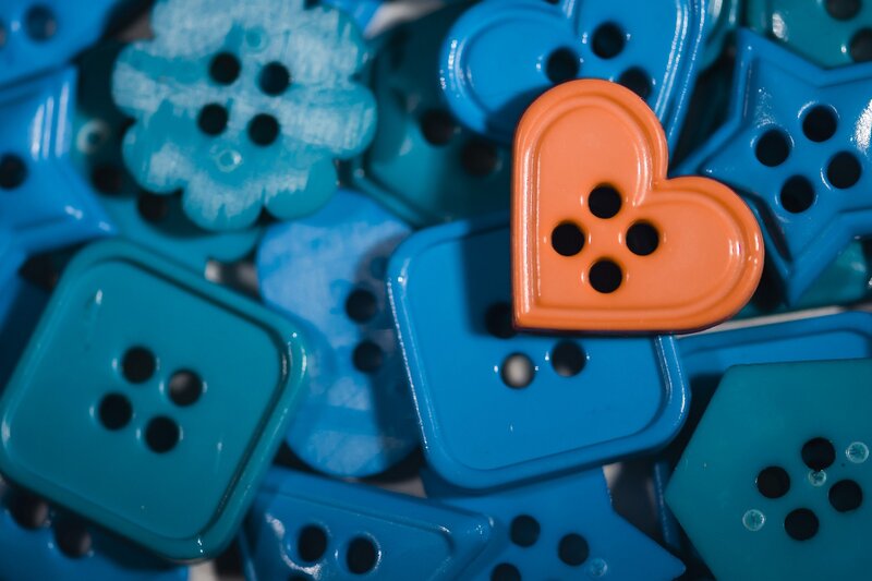 Heart-shaped Button — Blue